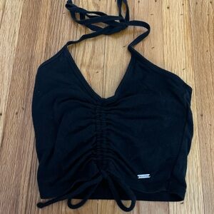 Hollister Black Ruched Halter Tank Top